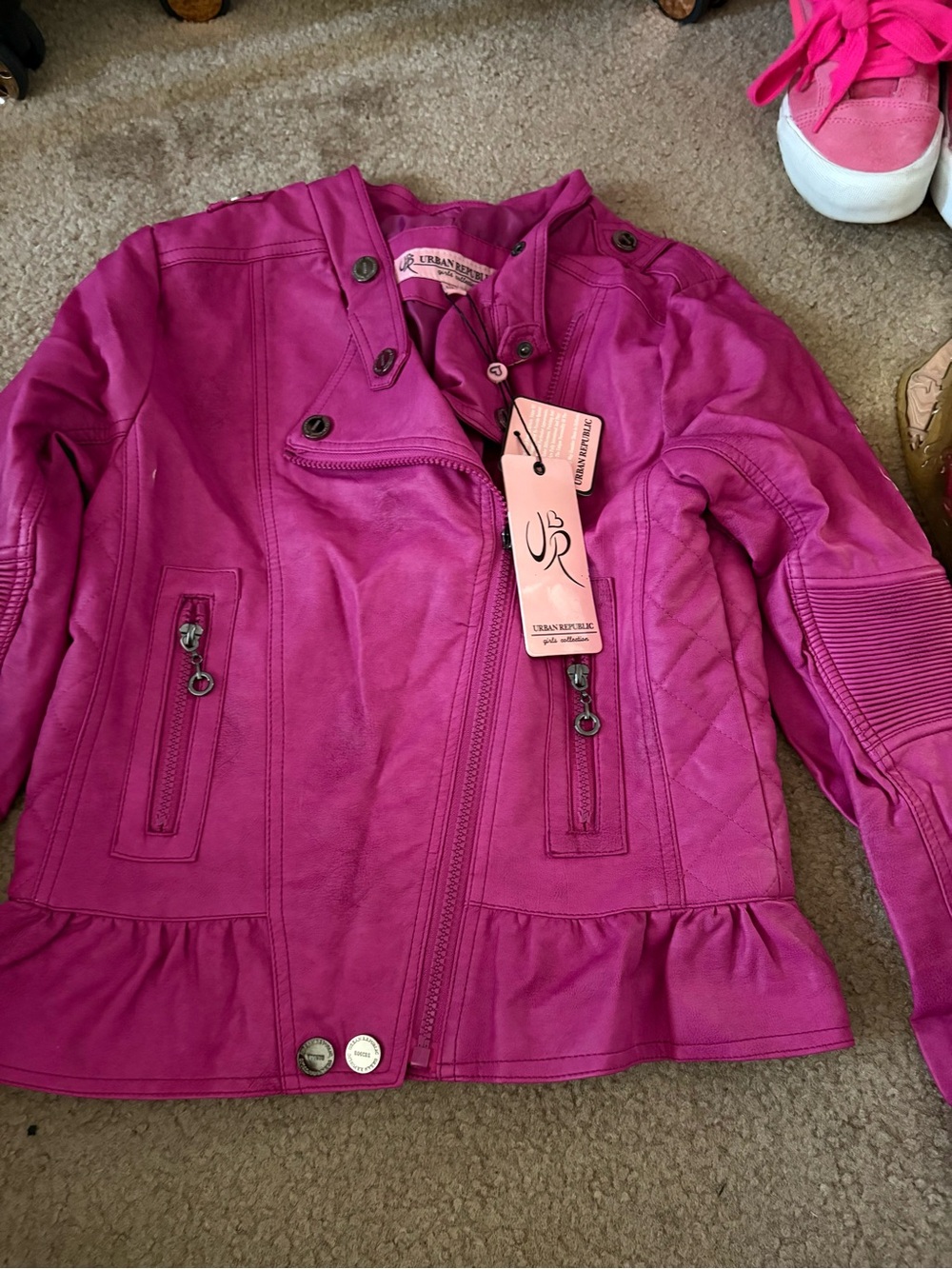 Urban Republic Girls' Fuchsia-Pink Moto Jacket